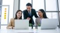 Supervisors teach work to employees in the office, Business concept.