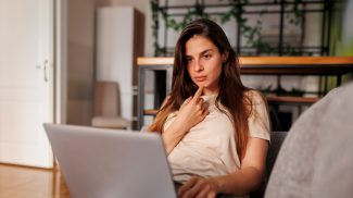 Woman taking an online course